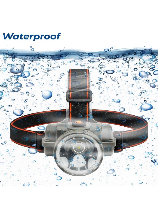 Deepking Rechargeable LED Headlamp 3W, Waterproof Head Torch with 1200mAh Battery, USB Charging, 2 Light Modes, Bright Focused Beam, Long 14 Hour Backup, Headlight for Camping, Hiking, Fishing & Work Use - DK320U - Image 4